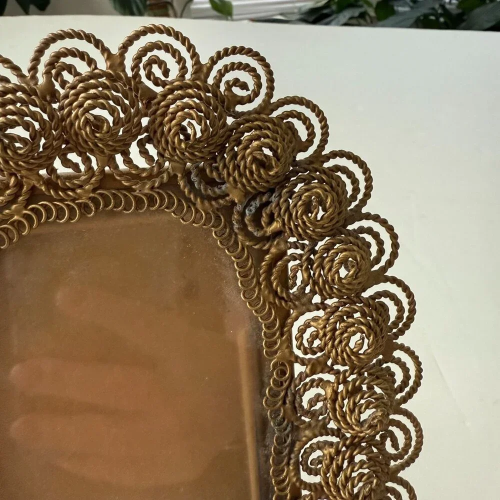 Vintage Fortunoff Brass Ornate Rectangular Photo Frame With Intricate Scroll